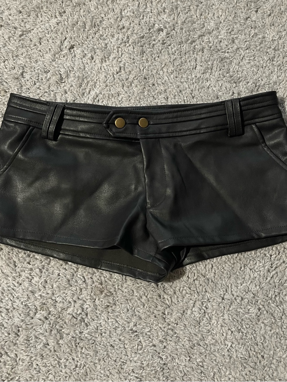 wild fable Black Faux Leather Shorts with Gold Buttons
